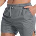 Aolesy Men's Gym Workout Shorts 5 Inch Lightweight Bodybuilding Athletic Shorts Running Training with Zipper Pockets & Towel Loop, 2XL