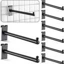 Therwen Pack of 10 Gridwall Hooks 12 Inches Straight Arm Faceout with One Ball Grid Wall Hangers Metal Grid Wall Panel Shelf Bracket Gridwall Accessories (Black)