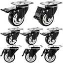 Yarlung 8 Pack 3 Inch Caster Wheels, Heavy Duty Swivel Plate Casters with Safety Brake, 360° Rotating Caster No Noise Wheel for Cart, Furniture, Workbench