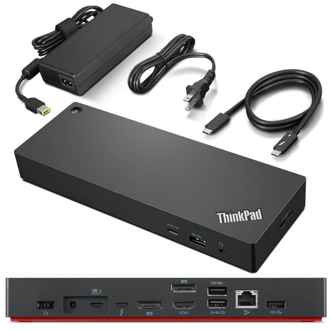 Lenovo ThinkPad Universal Thunderbolt 4 Dock, 4 Displays, Dynamic Power Charging up to 100W, Black