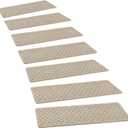 PURE ERA Carpet Stair Treads Tape Free Non Slip Indoor Stair Carpet Stair Protectors Pet-Friendly Non-Slip Skid Resistant Washable Reusable 8" x 30"(14 Pieces,Cream Gray Mini-Diamond Trellis)