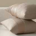 MIULEE Boucle Throw Pillow Covers 20x20 Inch Set of 2 Oatmeal Faux Leather Textured Decorative Pillow Cases Boho Farmhouse Accents Cushion Covers for Couch Bed Livingroom Home Decor