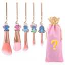 Cute Cartoon Girl-Themed 5-Piece Makeup Brush Set  Premium Synthetic Bristles for Foundation, Blending, Face Powder, Blush, Concealer & Eye Shadow