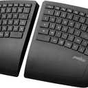 Perixx PERIBOARD-624B US, Wireless Ergonomic Split Keyboard - Up 30 Ft Separation - Adjustable Tilt Angle - Low Profile Membrane Keys - Black - US English