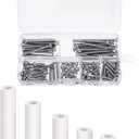 Zonon 150 Pieces Outlet Spacers Electrical Extender Kit 60 Pcs Outlet Screw Spacers and 90 Pcs 6-32 Thread Round Head Screws for Household and Industrial Electricity, 6 Lengths(White)