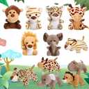 Sumind 12 Pieces Small Stuffed Animals Bulk Gifts Mini Stuffed Forest Jungle Animal Plush Toys 4.8 Inch Cute Elephant Lion Giraffe Tiger for Claw Machine Baby Shower Decorations(Sitting, Lying)