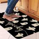 Mloabuc Happy Halloween Door Mat Outdoor Black Witchy Doormat Halloween Welcome Mats for Front Kitchen Mat Outdoor Indoor Heavy Duty Non-Slip Rubber Back, 17 x 30 Inch (1'5" x 2'6" (Rectangular), Spooky)