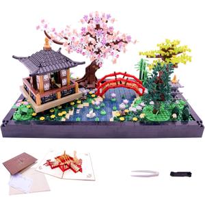 Micro Building Blocks SetsChinese Zen Garden Architecture and Cherry Blossom Bonsai Tree Building Toys for AdultsJapanese Sakura House ModelCreative Mini Bricks Gift for Kids 14+2280 PCS