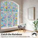 rabbitgoo Stained Glass Window Film Rainbow Film Decorative 3D Privacy Sticker Colorful Lattice Window Decals Cling, Sun Catcher Static Decals for Home 23.6"78.7"