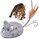 Automatic Cat Toy Cat Mouse Toy Moving Cat Toy with Furry Tail Boredom Busters Interactive Cat Toys for Indoor Cats Hunting Cat Mice Toys (Grey)