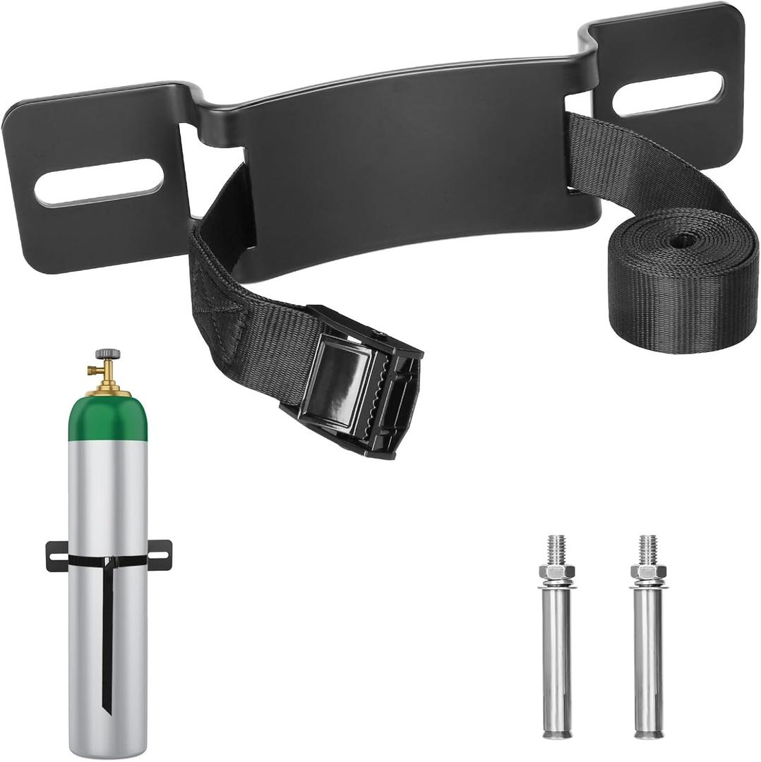 Zhichen star Propane Tank HolderPropane Tank MountSteel Fabrication Nitrogen Tank Holder with Screws and Safety Chain Supported 4"-12" Suitable for Conversion of Various Gas cylindersBlack