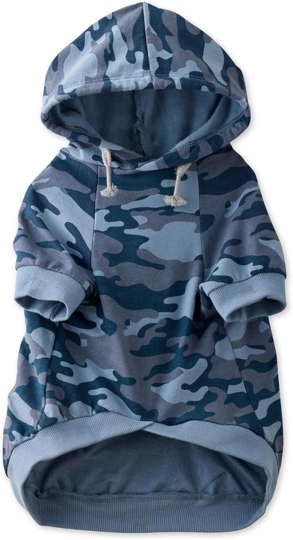 100% Organic Cotton Rocky - The Comfy Dog Hoodie Pet Coat for Small, Medium and Large Dogs, Navy Camo, XX-Small