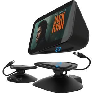 Charging Stand for Echo Show 5 (3rd Gen) - Adjustable Stand with 2 USB Charging Port (USB-C & USB) for Charge Cellphone or Earbuds, Tilt and Swivel Magnetic Table Holder (Black)