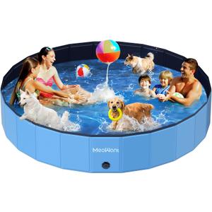 Meowant Extra Large Dog Pool Foldable 120'', Hard Plastic Dog Swimming Pools Kiddie Pool, Collapsible Dogs Pet Bath Pools, Portable Deep Dogs (7XL-120'' 20'')