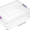 Plastic Storage Containers Clear Craft Storage Bins with Grey Handle,Organizer Box with Durable Lids Stackable Containers for Organizing Craft and Tools (4 Pack-10 Quart Purple)