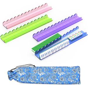 17.5 Inch Scalloped Acrylic Mahjong Racks with Magnetic Pushers, 4 Colors