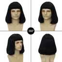 Unisex Natural Black Straight Flip in Short Full Bang Realistic Halloween Costume Cosplay Synthetic Bob Wig