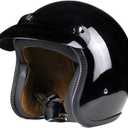 Harssidanzar Retro Motorcycle Helmet 3/4 Open Face Helmet Vintage Style for Men Women, DOT Approved CU601, Black, Medium