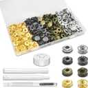 50Sets Snaps Button Kit, Leather Snaps Fasteners, Metal Button Press Studs with 4 Install Tools for Fabric Leather Bag Clothes Jackets Bracelets Fashion DIY Sewing (12mm, Mixed)