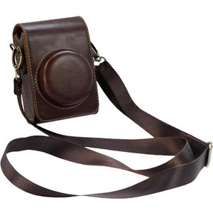 ZV-1F Case, Camera Case for Sony ZV-1F/ ZV-1 II/ZV-1M2 Digital Camera, Digital camera PU leather storage bag with removable shoulder strap. (Vertical, Brown)