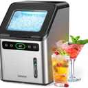 Silonn Nugget Ice Makers Countertop - 44lbs per Day Ice Machine with Self-Cleaning, Timer Pebble Ice Maker with Soft Chewable Ice, One-Click Operation Ice Machine, Stainless Steel