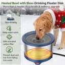 6.5L Heated Water Bowl, Stainless Steel Outdoor Heated Dog Bowl with Anti-Chew Cord, Large Capacity Heated Pet Slow Drinking Dish Provide Warm Water in Winter for Dogs (Blue)