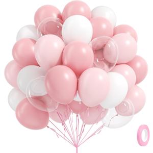 60pcs Light Pink Balloons with Clear Pastel Pink and White Balloons for Wedding Bridal Baby Shower Shower Birthday Party Decorations