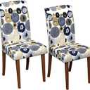 Stretch Dining Chair Covers Set of 2,Floral Print Chair Covers,Soft Removable Washable,Pet Friendly Furniture Protector,Universal Chair Slipcovers for Home, Kitchen,Ceremony Dining Room Seat (Polka Dot Print)
