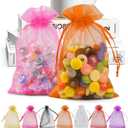 ANZNKU 50 Pack Multicolor Organza Bags 4 x 6 inch, Small Mesh Bag Drawstring for Jewelry Easter Candy Soap Party Favor, Cute Organza Gift Bag for Valentine Wedding Party Favor Jewelry Candy (10Colors)