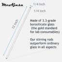 8Pcs Borosilicate Glass Stirring Rods 12" Long 1/4" Diameter Round Ends for Lab/Classroom/Home Use