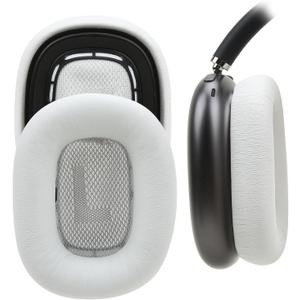 Lambskin Ear Pads for AirPods Max Headphones Sheepskin Leather Earpads Replacement with Memory Foam and Magnet Sweat Proof& Excellent Noise Isolation White (Silvery)