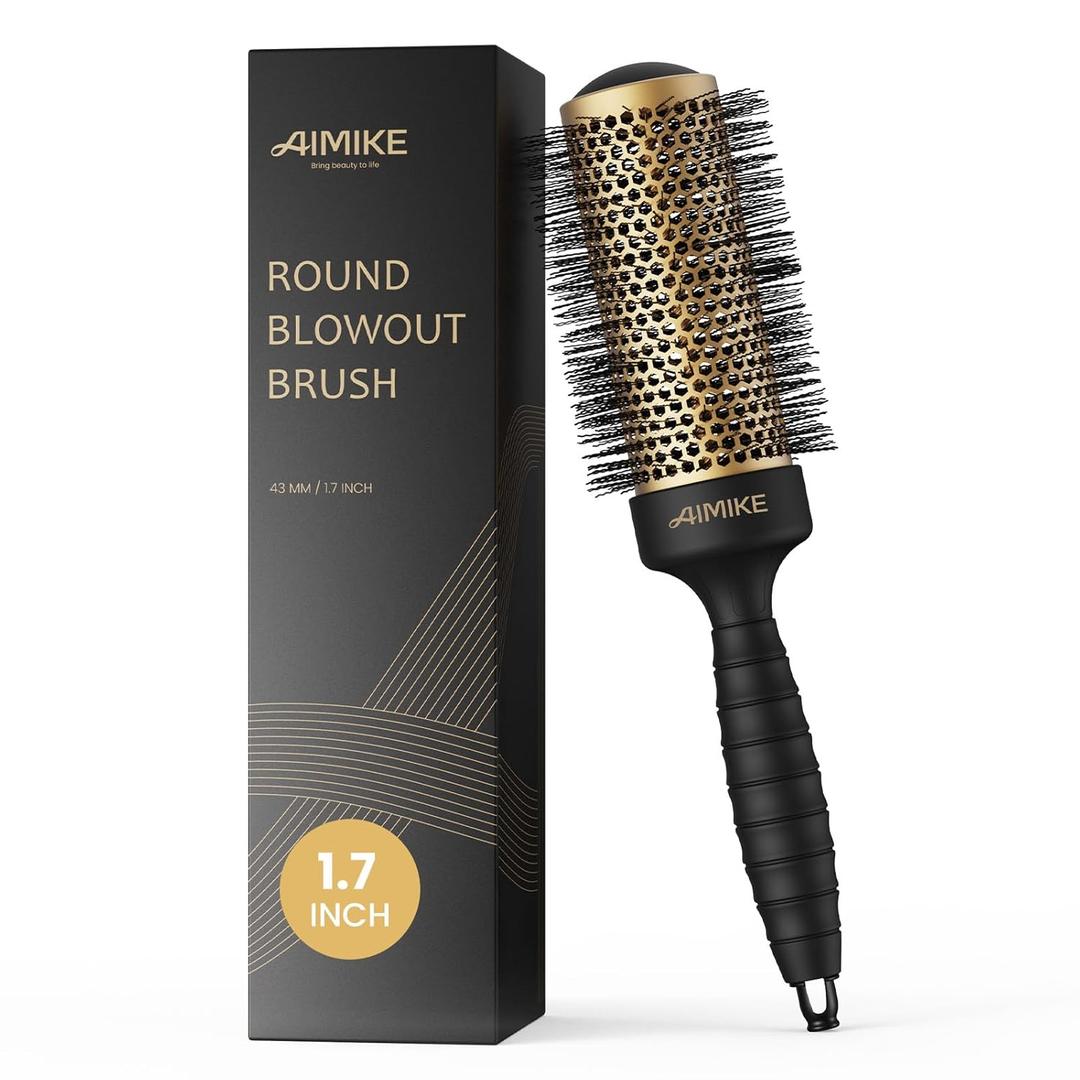 AIMIKE Round Brush for Blow Out, Medium Round Hair Brush with Nano Thermal Ceramic Tech, Quick Blow Drying & Styling, Volumizing Blowout Brushes for Women Medium Hair, 1.7 in Barrel (Not-Electric)