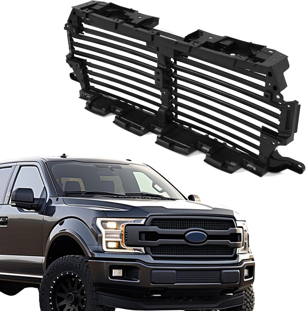 HECASA Front Radiator Shutter Compatible with 2018-2020 Ford F150 Active Grille Shutter Upper Radiator Grille Air Shutter Control Actuator Motor Assembly Replacement for JL3Z8475D(Will Not Fit Raptor)