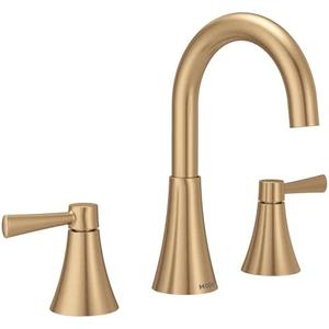 Moen Ronan Bronzed Gold Two-Handle Adjustable Widespread Modern Bathroom Faucet, Valve Included, 84023BZG
