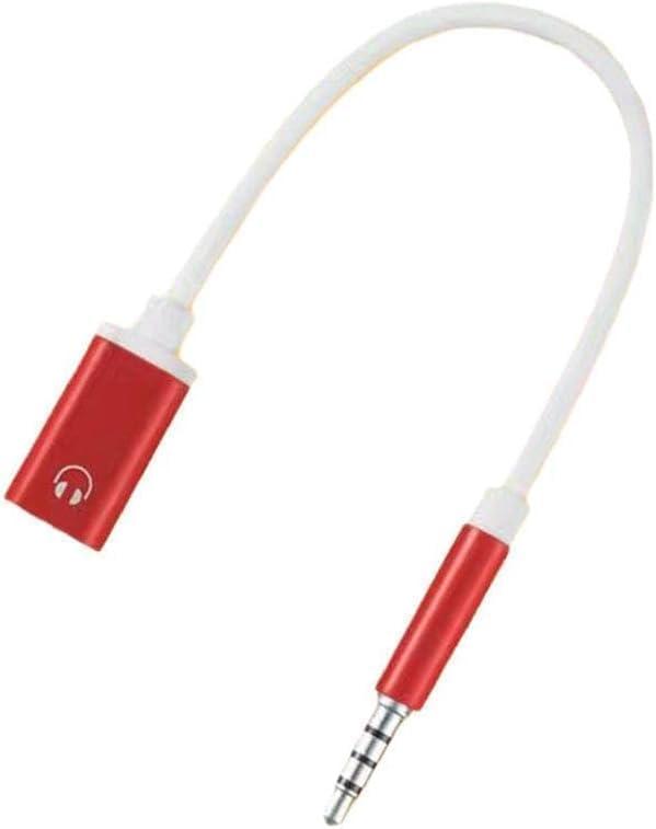 Red Type-C to 3.5mm Audio Adapter - Universal Analog Audio Cable for Smartphones, Laptops and Gaming Headphones, Durable Earphone Adapter with Noise Cancellation