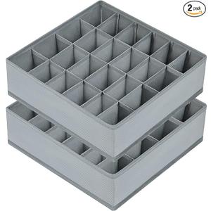 Joyoldelf Sock Drawer Organizer Divider 2 Packs Underwear Organizer, 24 Cell Closet Organizers and Storage Organizer Sock Holders Organizers for Storing Socks, Handkerchiefs, Ties, Belts (Grey)
