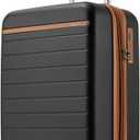 Kono Expandable 20 Inch Carry On Suitcase Airline Approved, Lightweight ABS+PC Hardshell Luggage with 360 Silent Spinner Wheels, Black/Brown