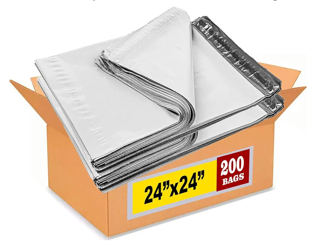 24x24 Inches Poly Mailers, 200-Pack XL Size #8 White Color Poly Mailing Envelopes Bags, Self Seal Adhesive Waterproof and Tear Proof (Total 100 Bags)