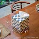 CHI AN HOME 5.7" Square Tissue Box Cover, Handmade Checkered Cube Tissue Box Cover with Capiz Shells, Decorative Mother of Pearl Tissue Holder for Living Room, Bathroom, Bedroom or Office (Navy Blue)