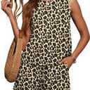 LOMON Women's Trendy 2 Piece Outfits Shorts Sets Summer Crew Neck Sleeveless Tank Top and Bottom Matching with Pockets 2026  S,Leopard