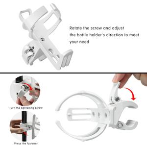 Universal Bike Cup Holder - 360 Degree Rotating Bottle Cage for Bike & Stroller (White -1 Pack)