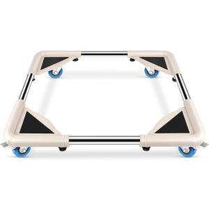 SPACECARE Mini Fridge Stand Mobile Roller, Adjustable Furniture Dolly with 4 Locking Wheels, Heavy Duty Washing Machine Base, Universal Appliance Pedestal for Dryer and Refrigerator- Off White (Ivory)