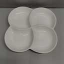 ZENFUN Set of 3 Porcelain Appetizer Platter with 4 Compartment, Flower-shaped Candy and Nut Serving Tray Snack Serving Plate Dishes for Vegetables, Fruit, Dessert, 8.5'' x 8.5'', White