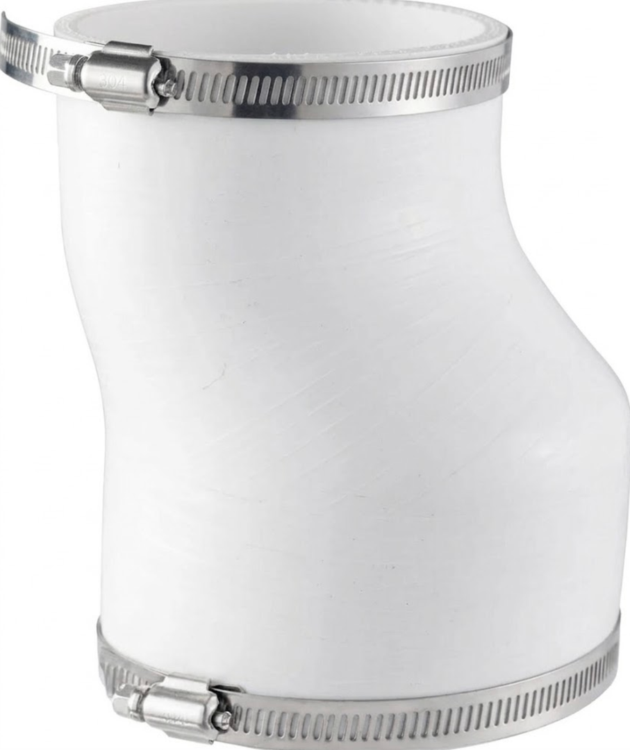 Zookpr 4 Inch Rubber Round to Oval Dryer Vent Adapter with Stainless Steel Worm Drive Clamp Fill All Recessed Dryer Vent,Black,Oval Duct Connector for House