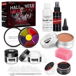 COKOHAPPY Halloween SFX Makeup Kit - 3 Ways Create Special Effect Stage THEATRICAL MAKEUP KIT for professional Body & Face Paint
