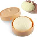 Holgosiu Dumpling Squishy Stress Ball Fidget Toys Squeeze Dough Ball Squishy Bun Anxiety Relief Adult Squeeze Toy Novelty Dumpling in Steamer Fidget Sensory Miniature Anti Stress ADHD ADD (White)