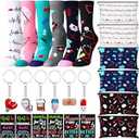 Pasimy 24 Pieces Women Teacher Appreciation Thank You Gift Set, Socks, Makeup Bags, Inspirational Notepads, Keychains for Christmas (Nurse)
