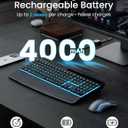 Wireless Keyboard and Mouse Combo,SABLUTE KM25Pro Rechargeable Backlit Ergonomic Keyboard with 4000mAh Battery, Wrist Rest and Phone Holder, Quiet for PC/Mac/Laptop/Windows/Chrome OS