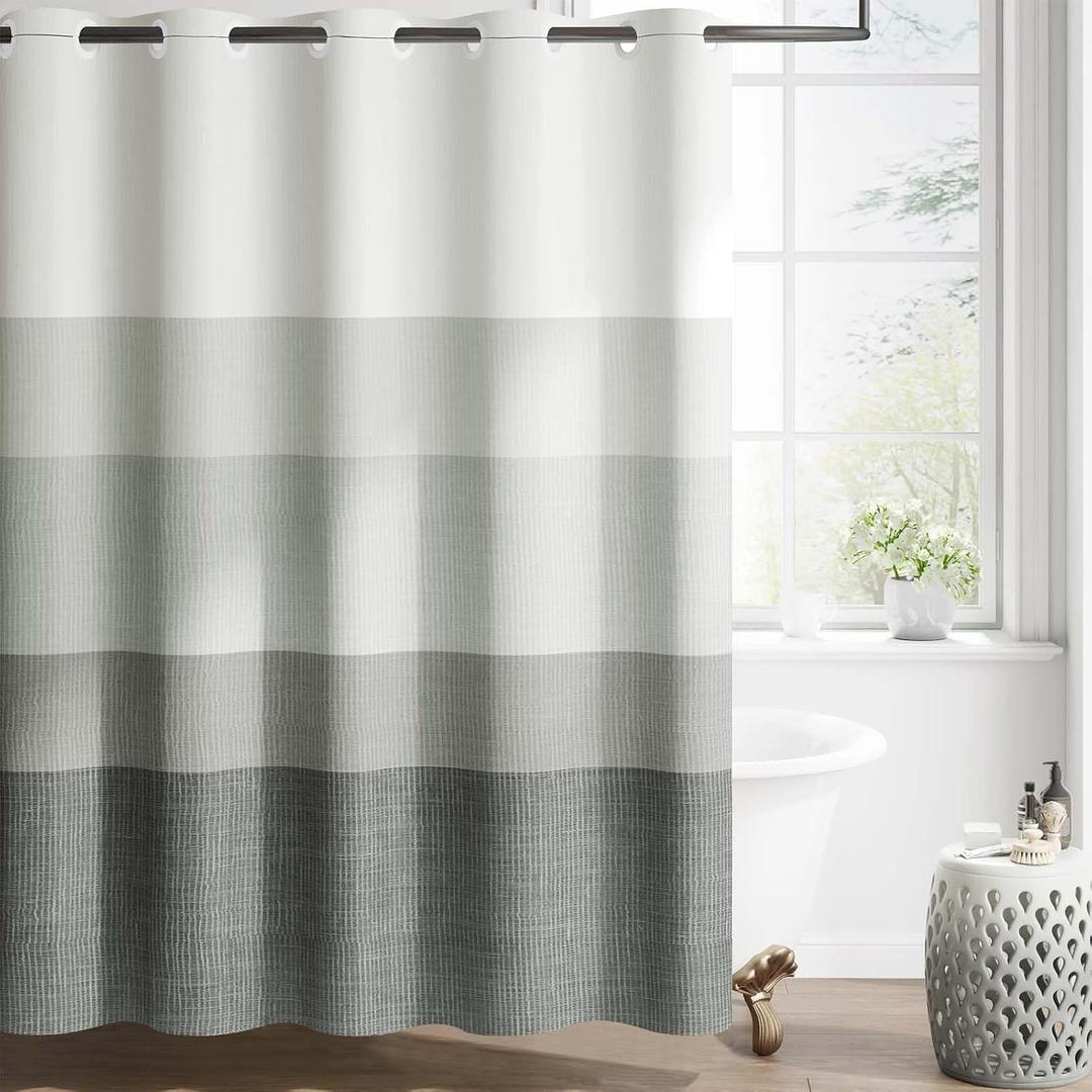 jinchan Hookless Shower Curtain Ombre Cloudy Grey Striped No Hook Shower Curtains for Bathroom Gradual Color Waterproof Fabric Minimalist Design Modern Neutral 70x72 inches