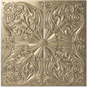 Art3d Decorative Ceiling Tile 2x2 Glue up, Lay in Ceiling Tile 24x24 Pack of 12pcs Spanish Floral in Antique Gold